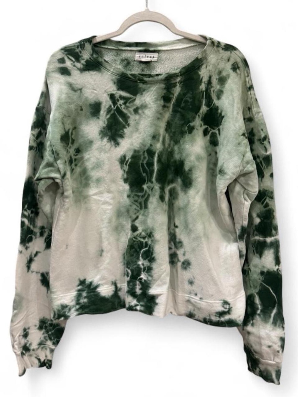Anthropologie Velvet green tie-dye crewneck